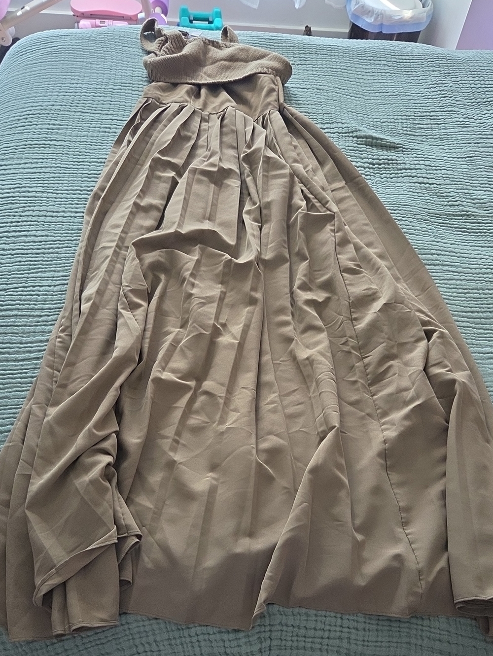 Pleated Maxi Skirt in Taupe